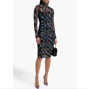 NEW!!! Alice + Olivia ✨️ Delora Floral Long Sleeve Ruched Turtleneck Dress